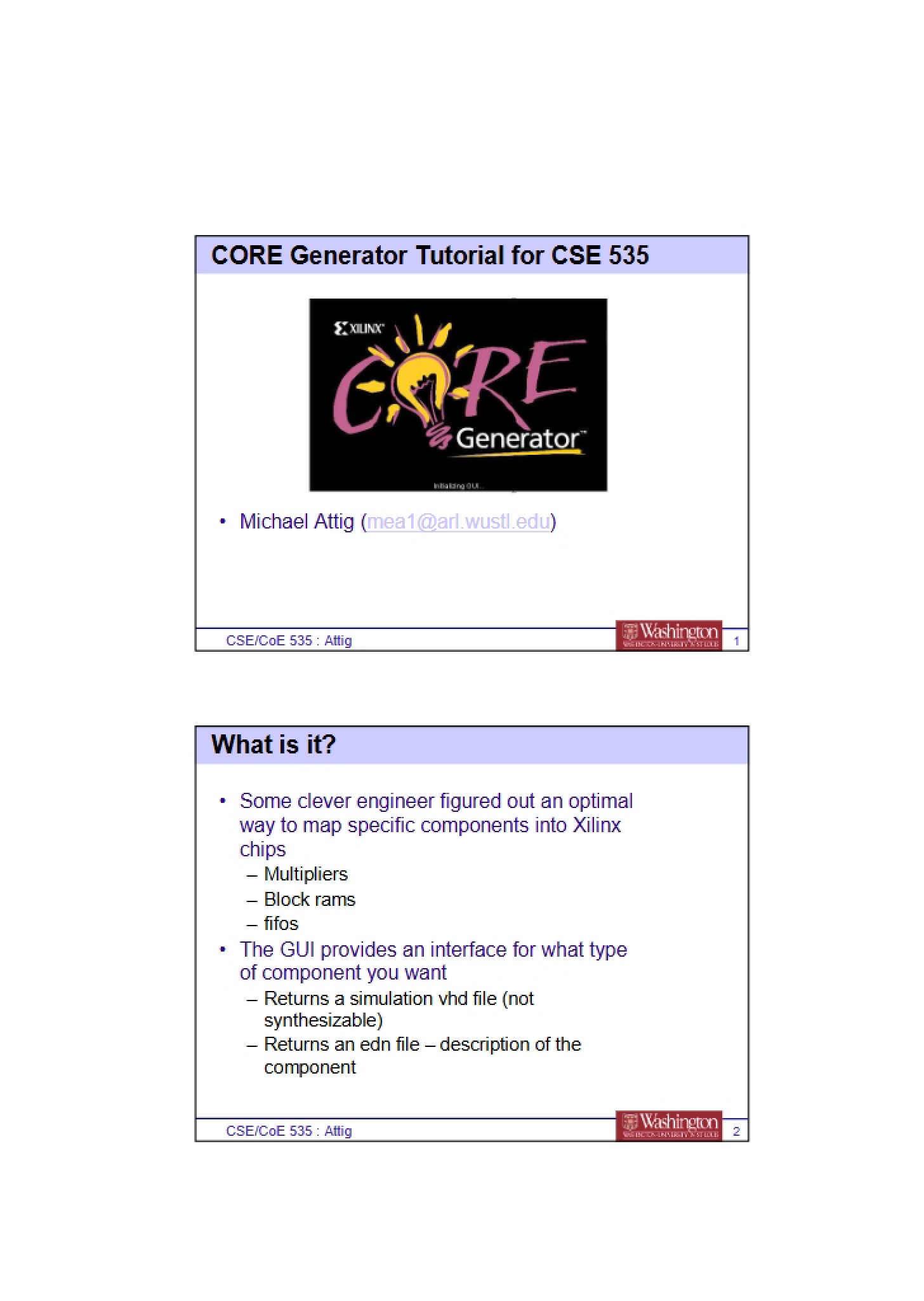 Tutorial on CORE Generator