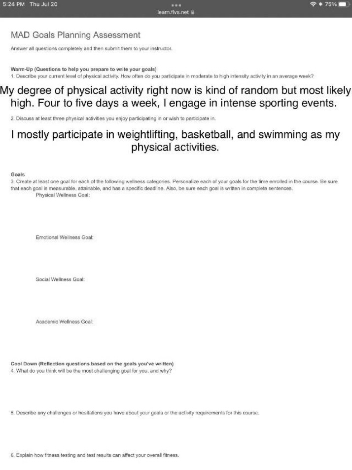 Planning Assessment for MAD Goals