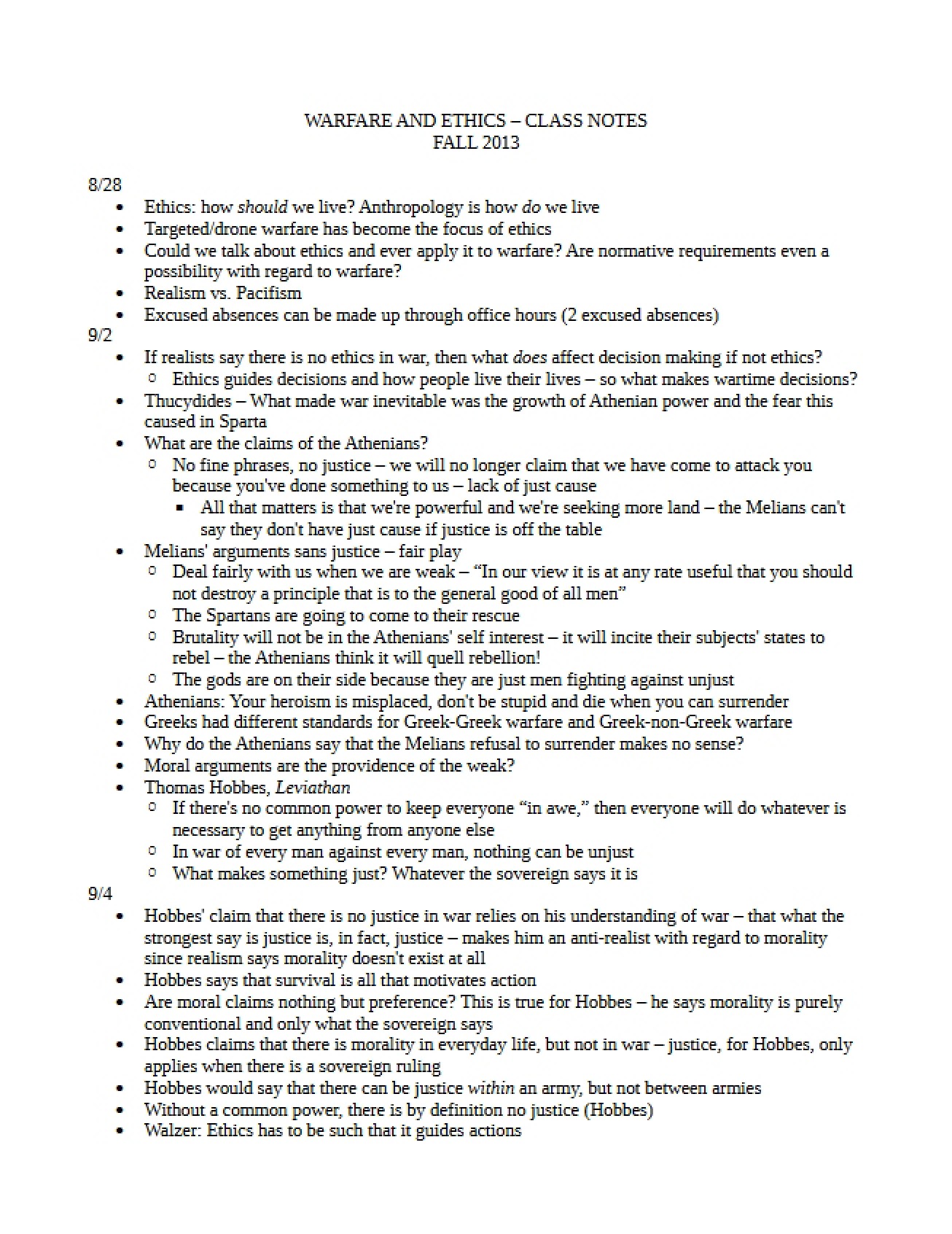 Ethics and Warfare