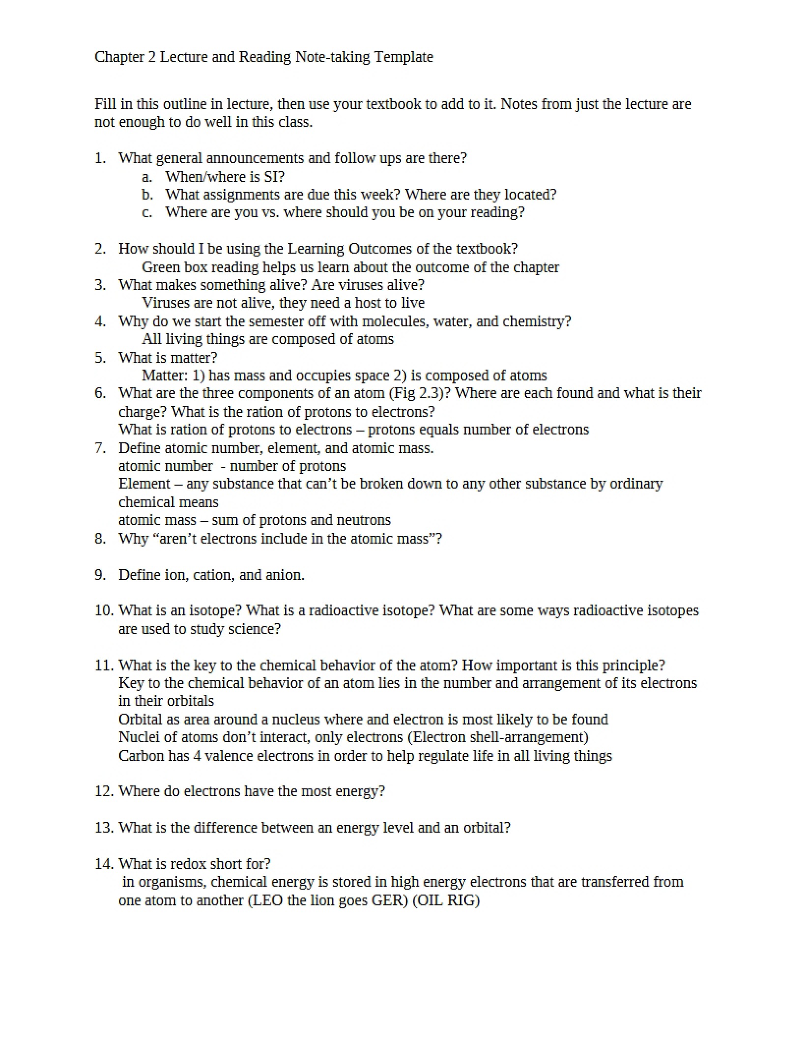 Note-taking Template Chapter 2