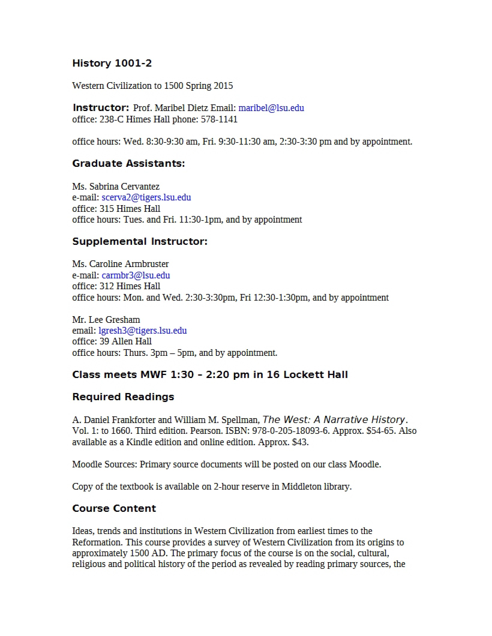 Western Civ Syllabus