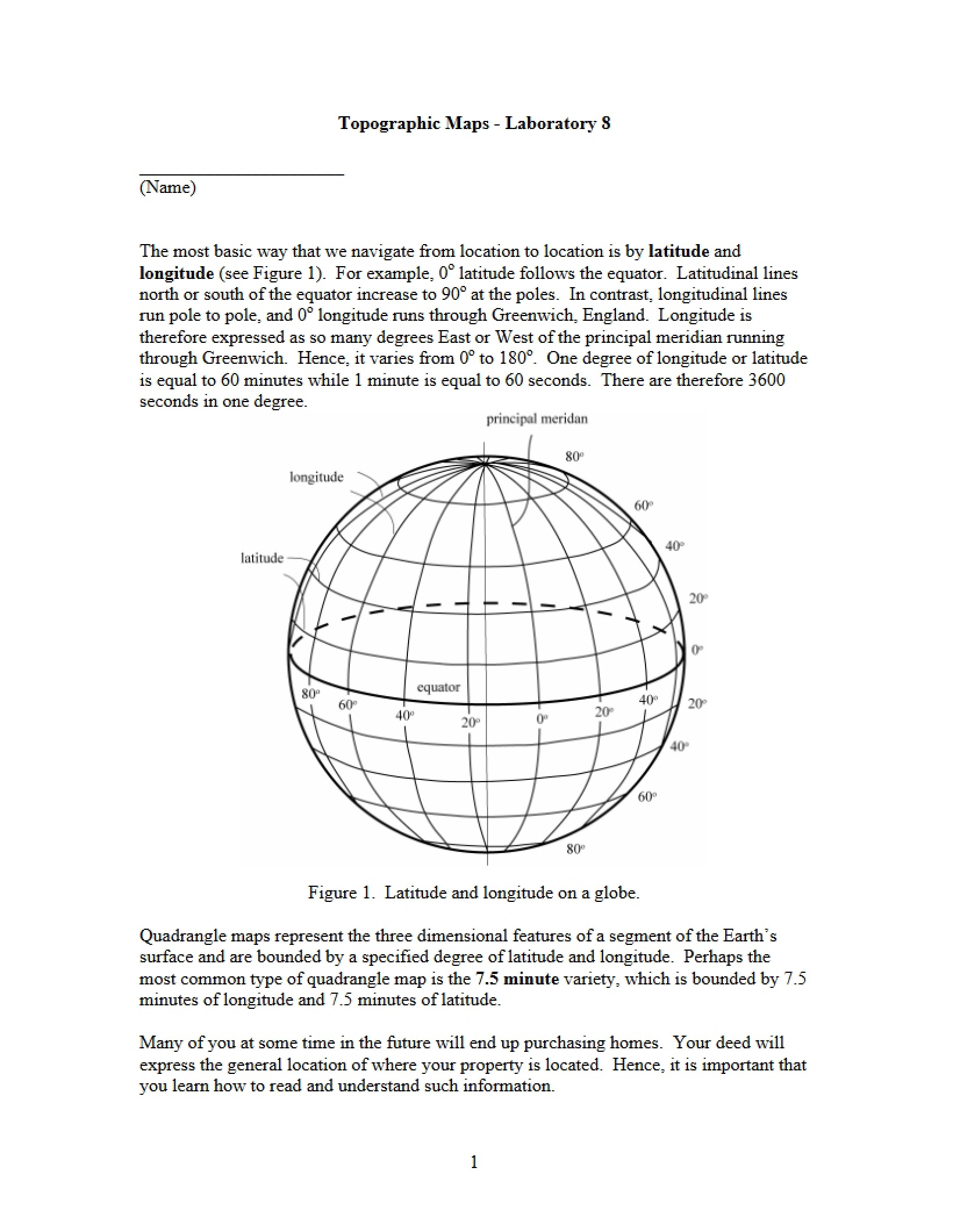 Laboratory Eight Maps (Topographic)
