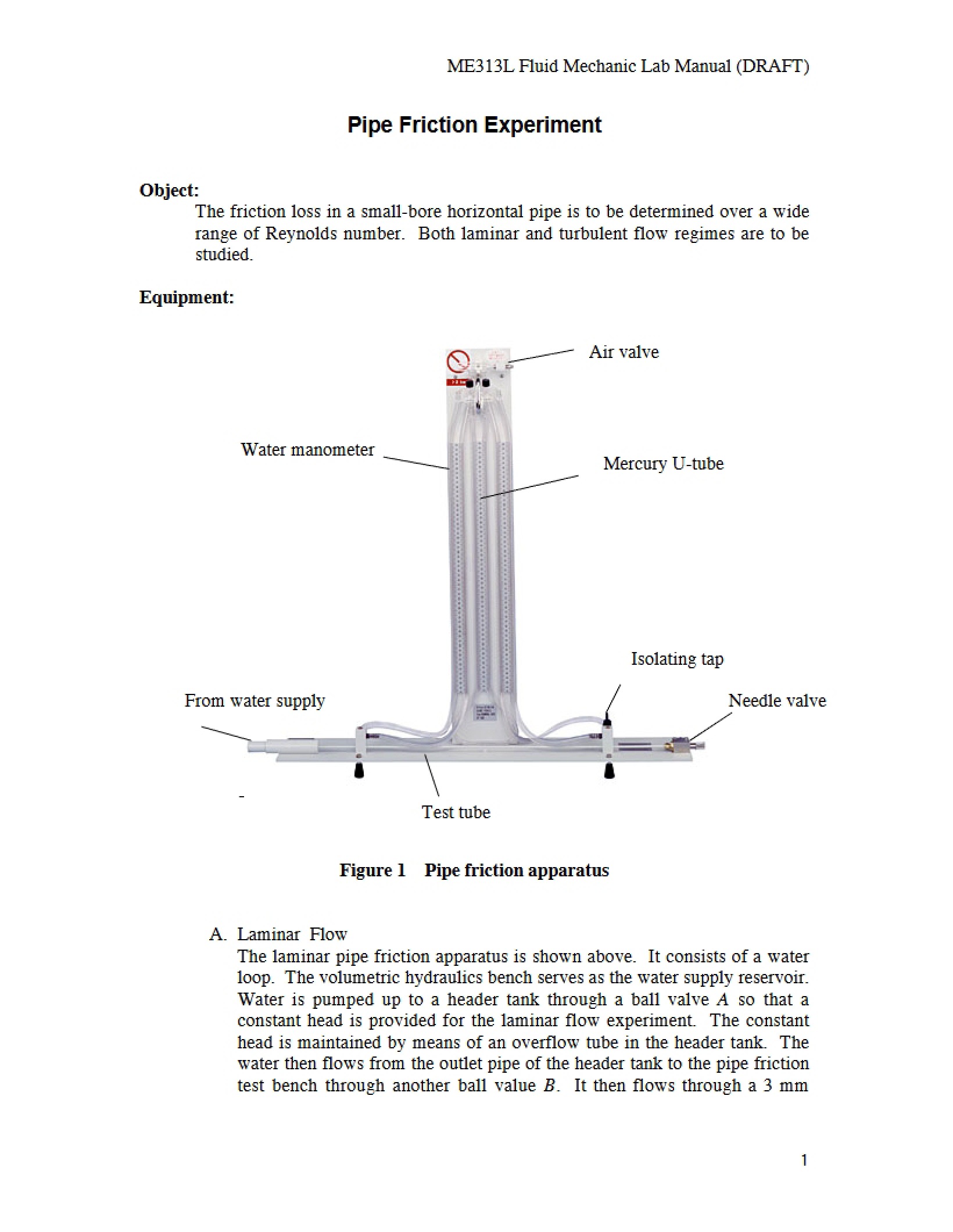 Experiment Pipe Friction