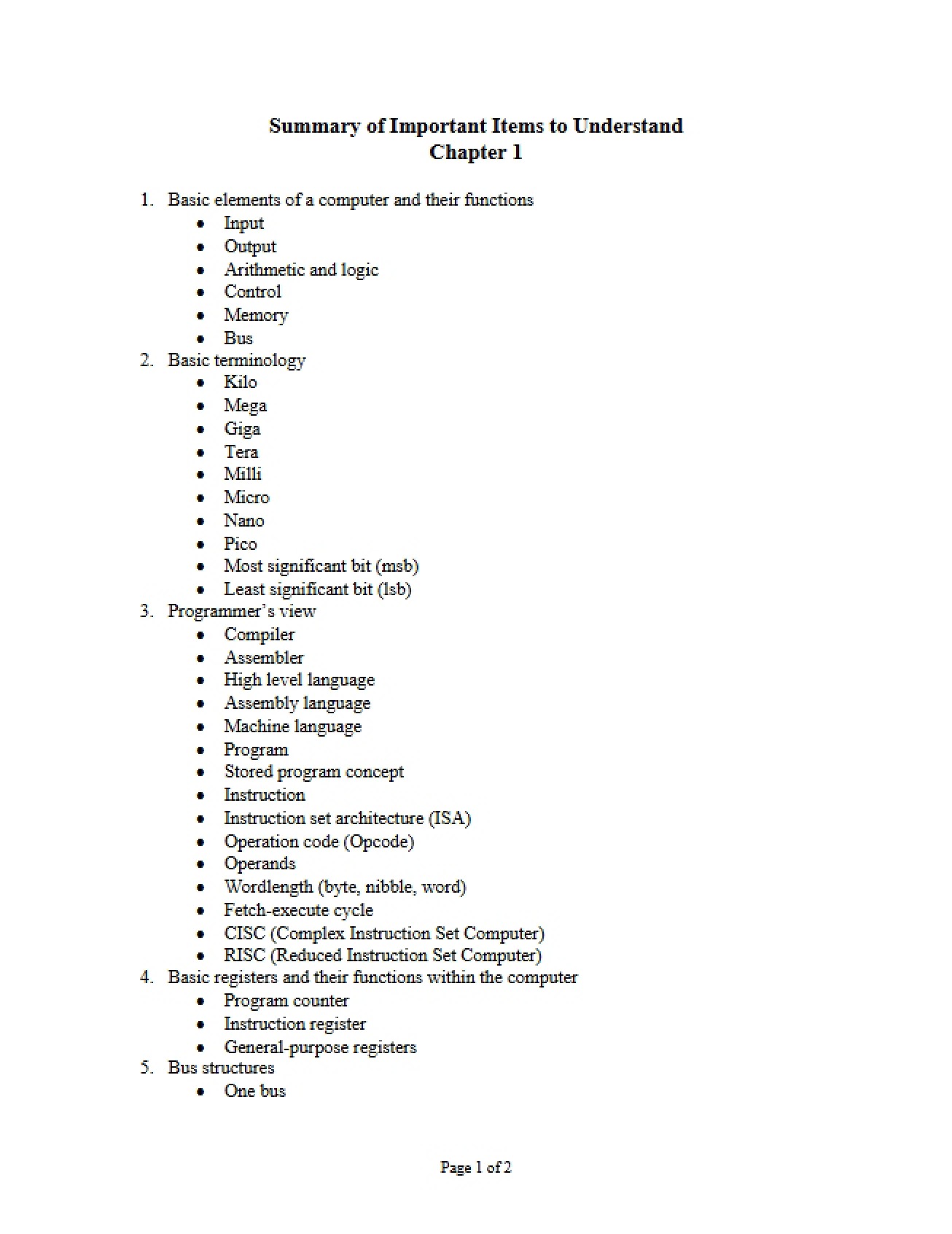 Key Concepts Summary