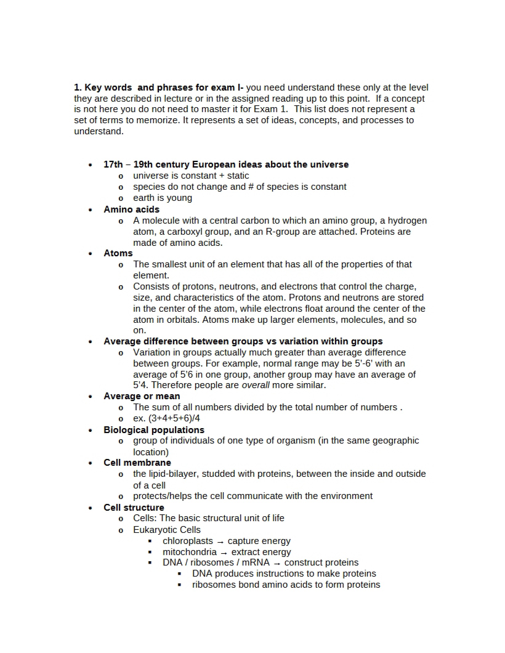 Human Biological Diversity Course Notes