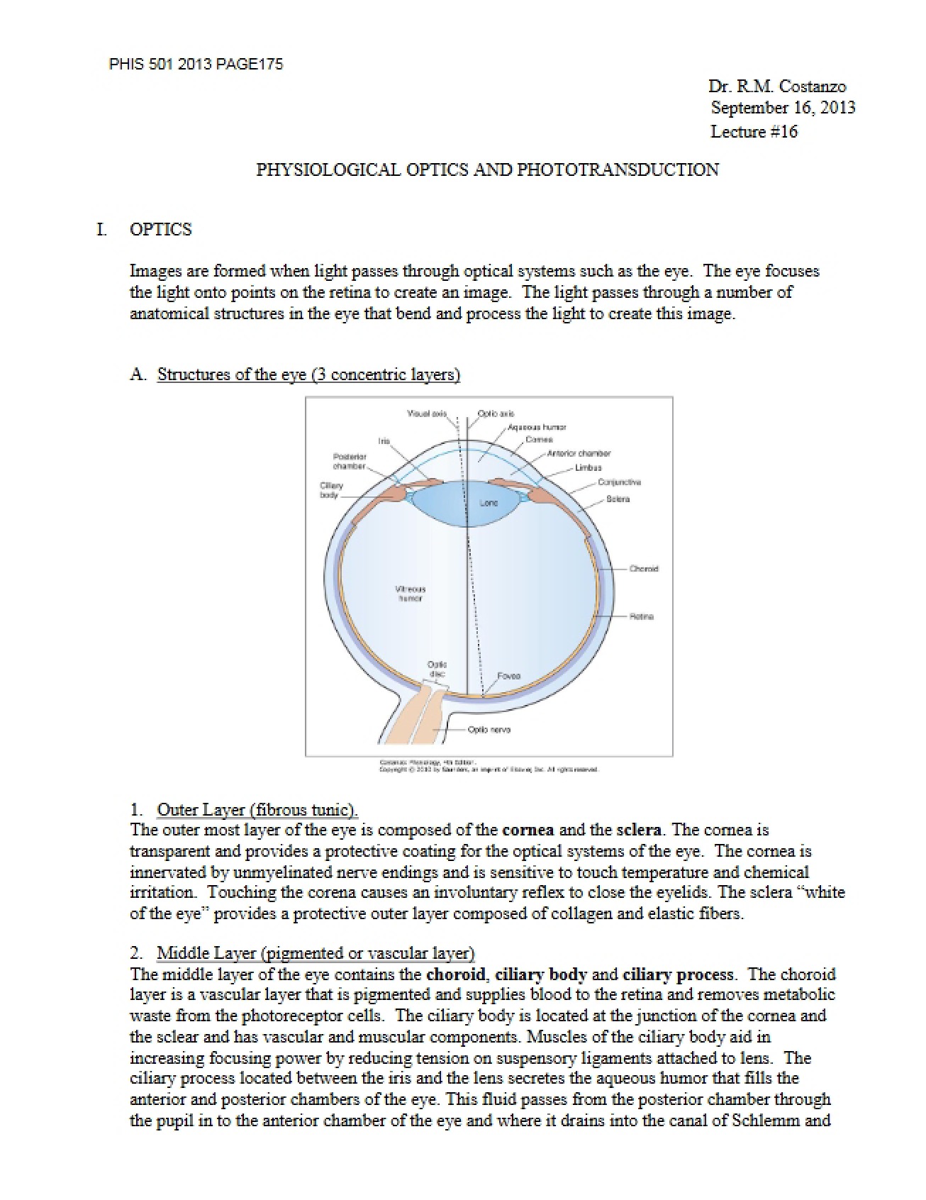 Lecture 16 Physiological Optics and Phototransduction - 6 Pages