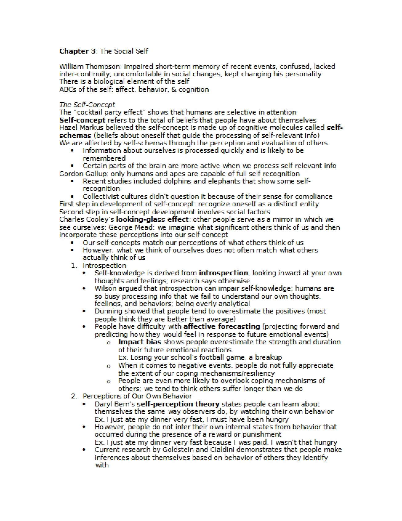 Social Self Chapter 3