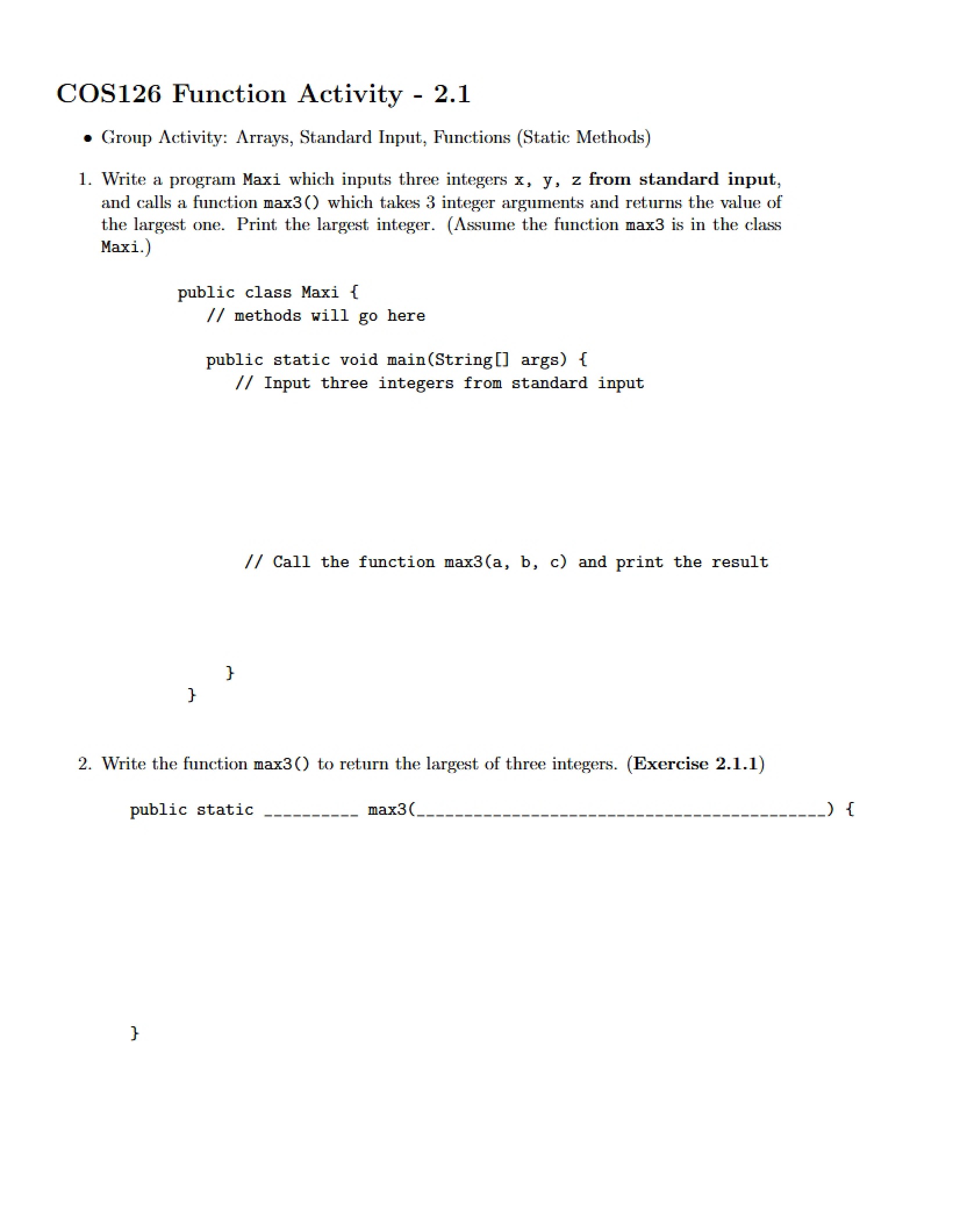 Activity 2.1 Functions