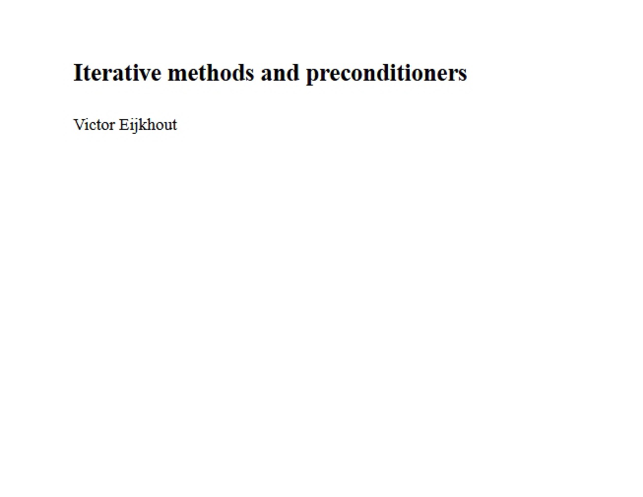 Preconditioners and Iterative Methods