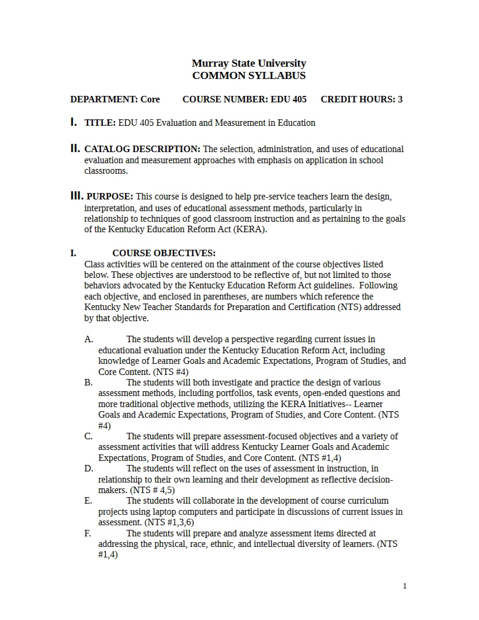 Syllabus - EDU 405