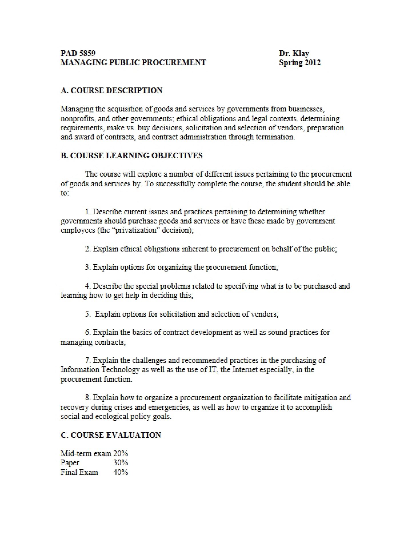 Course Outline Document
