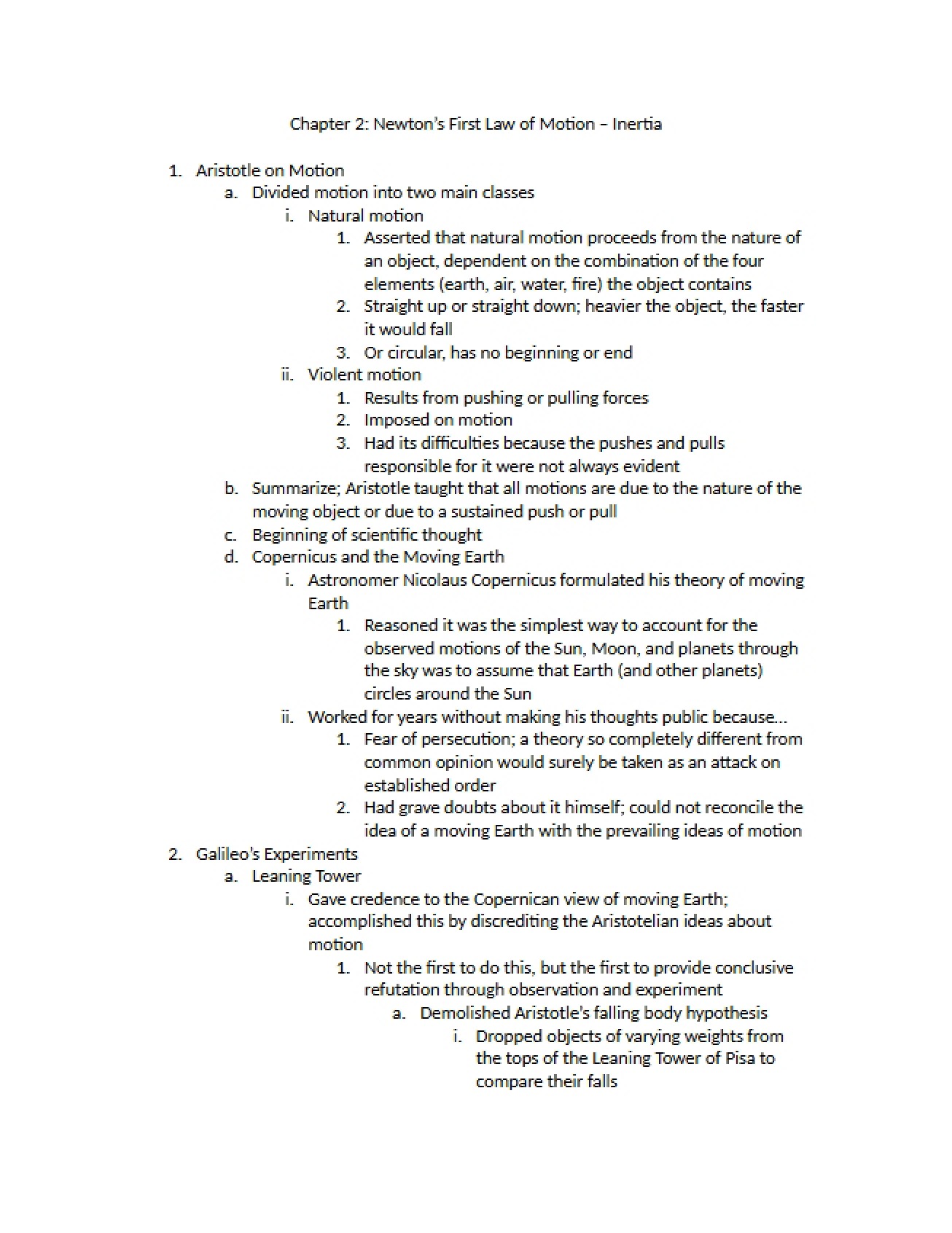 Chapter Two Notes