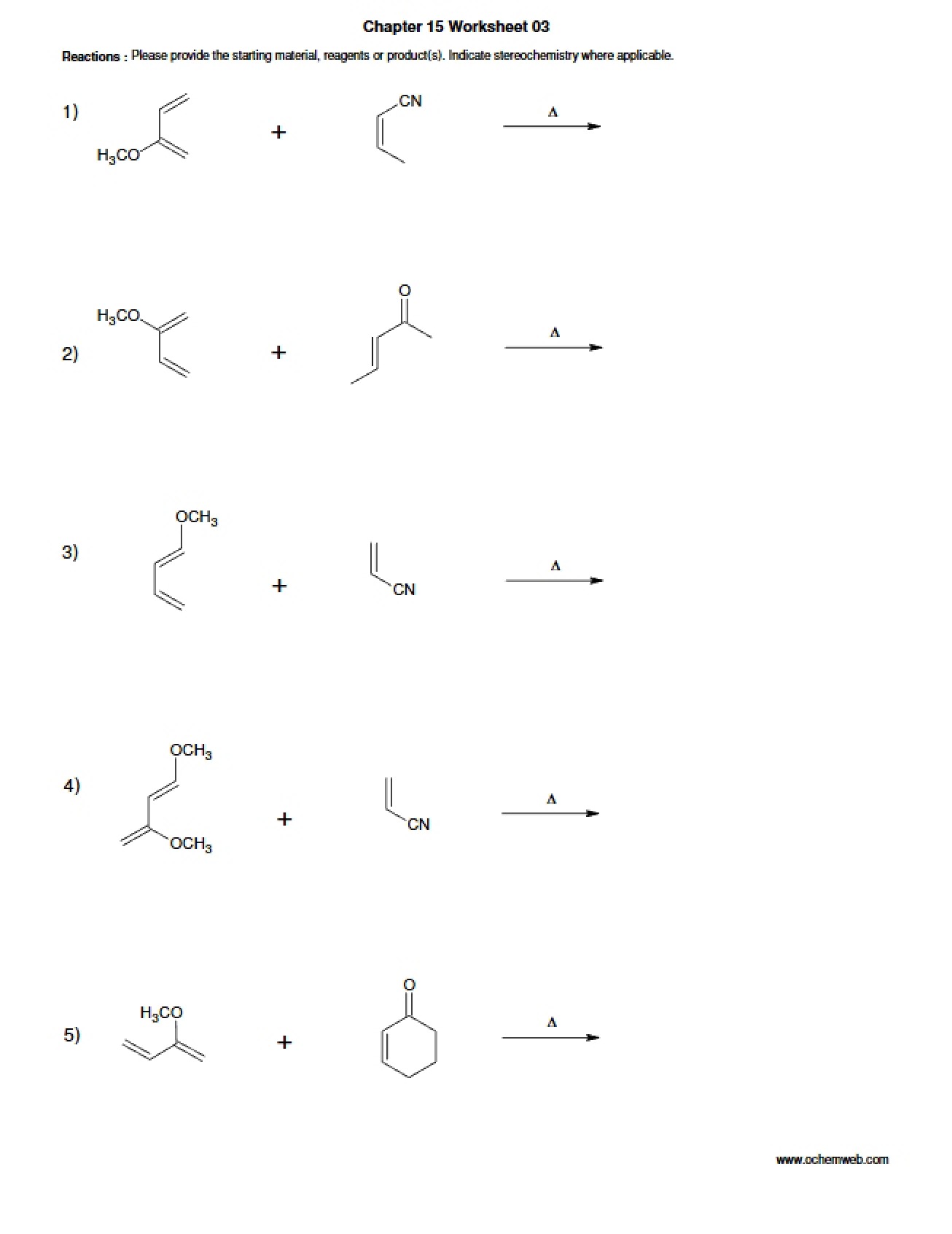 Chapter Fifteen Worksheet Three