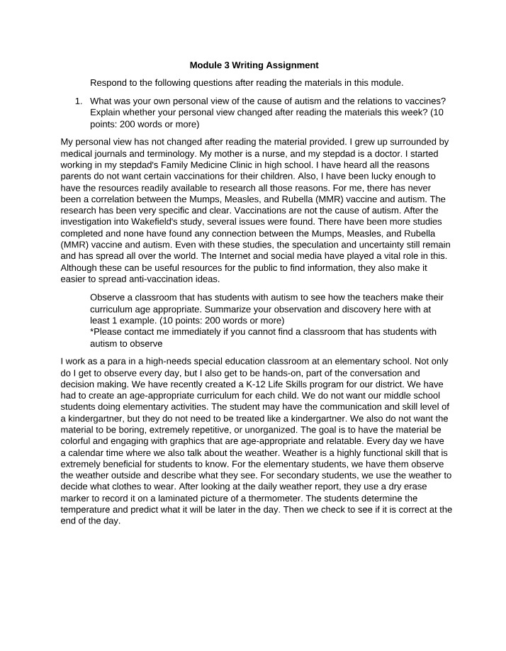 Writing Assignment - Module 3