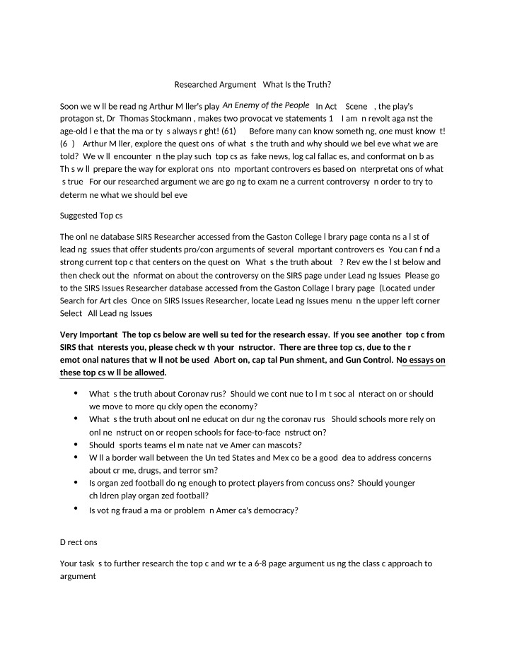 What is the Truth - Researched Argument