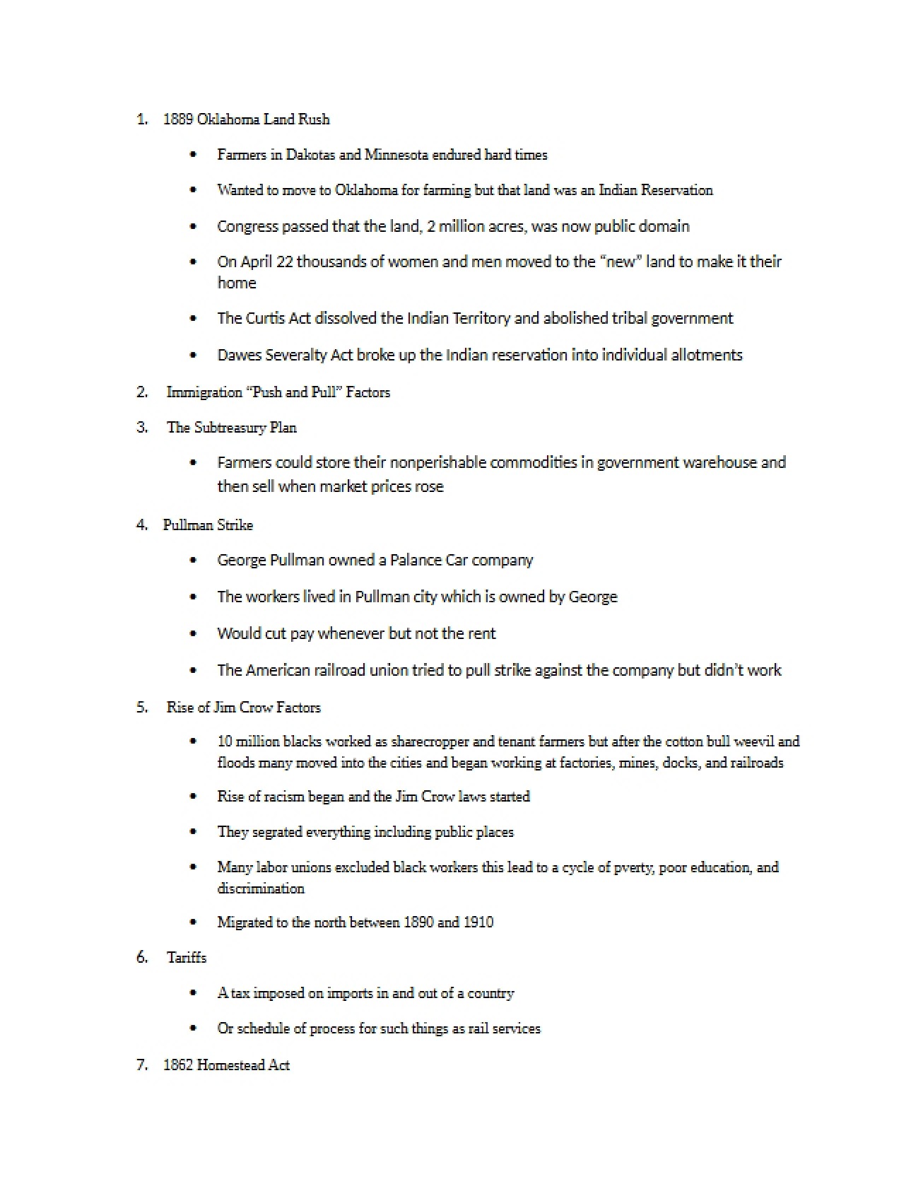 Study Guide for Test One