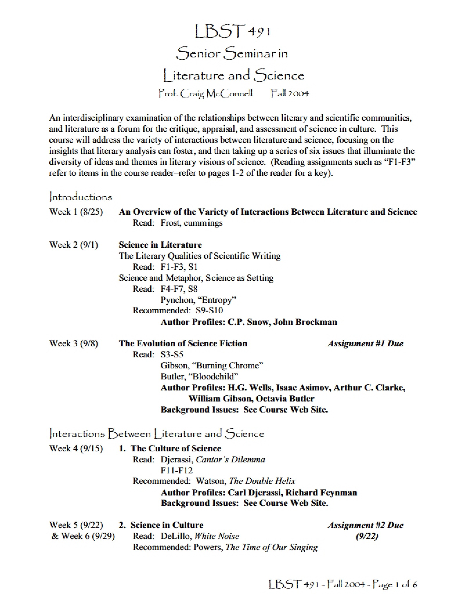 General Syllabus for LBST 491