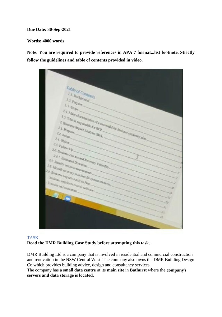 DMR Building Ltd Business Continuity Plan