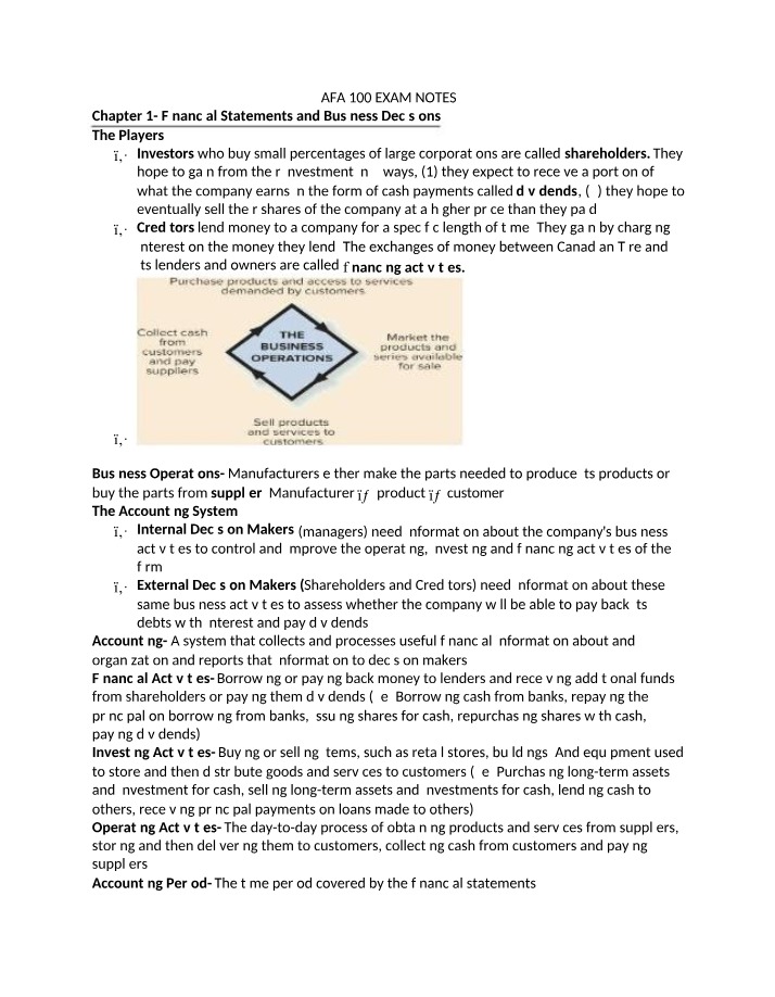 Final Exam Notes for AFA 100