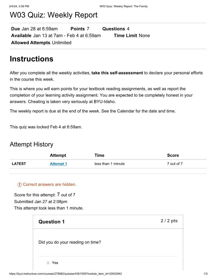 W03 Weekly Report Quiz