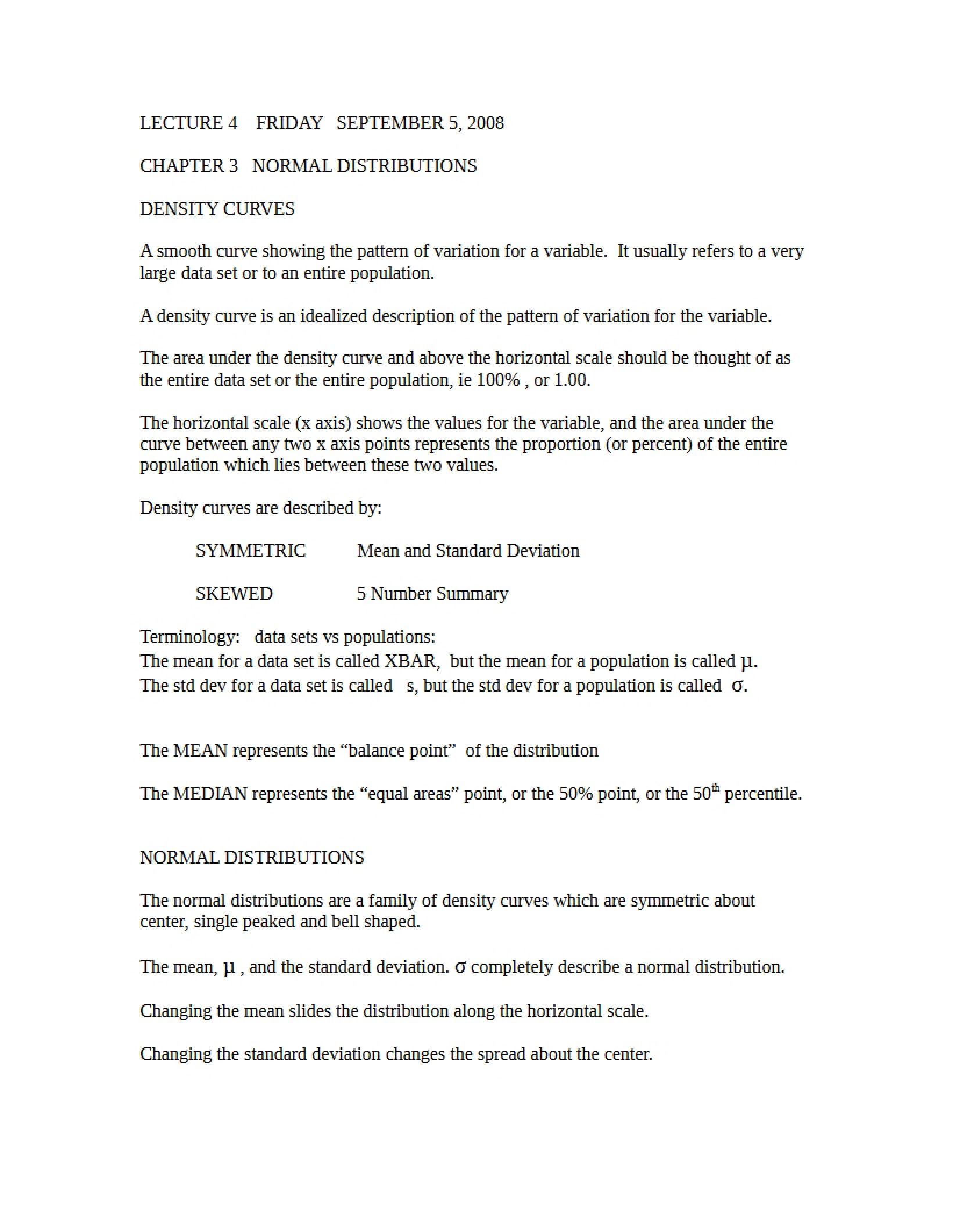 Statistics Lecture Notes