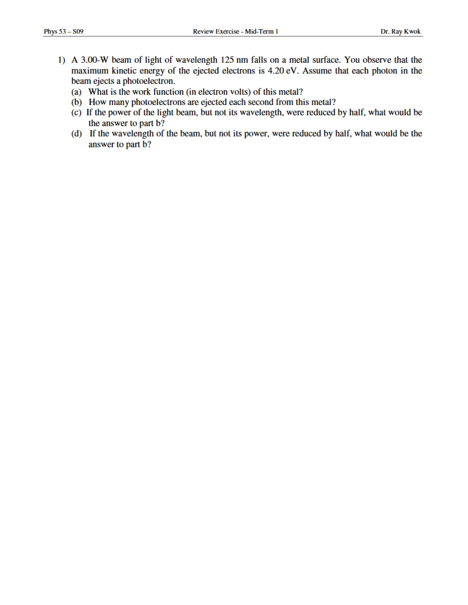 First Midterm Review Exercise