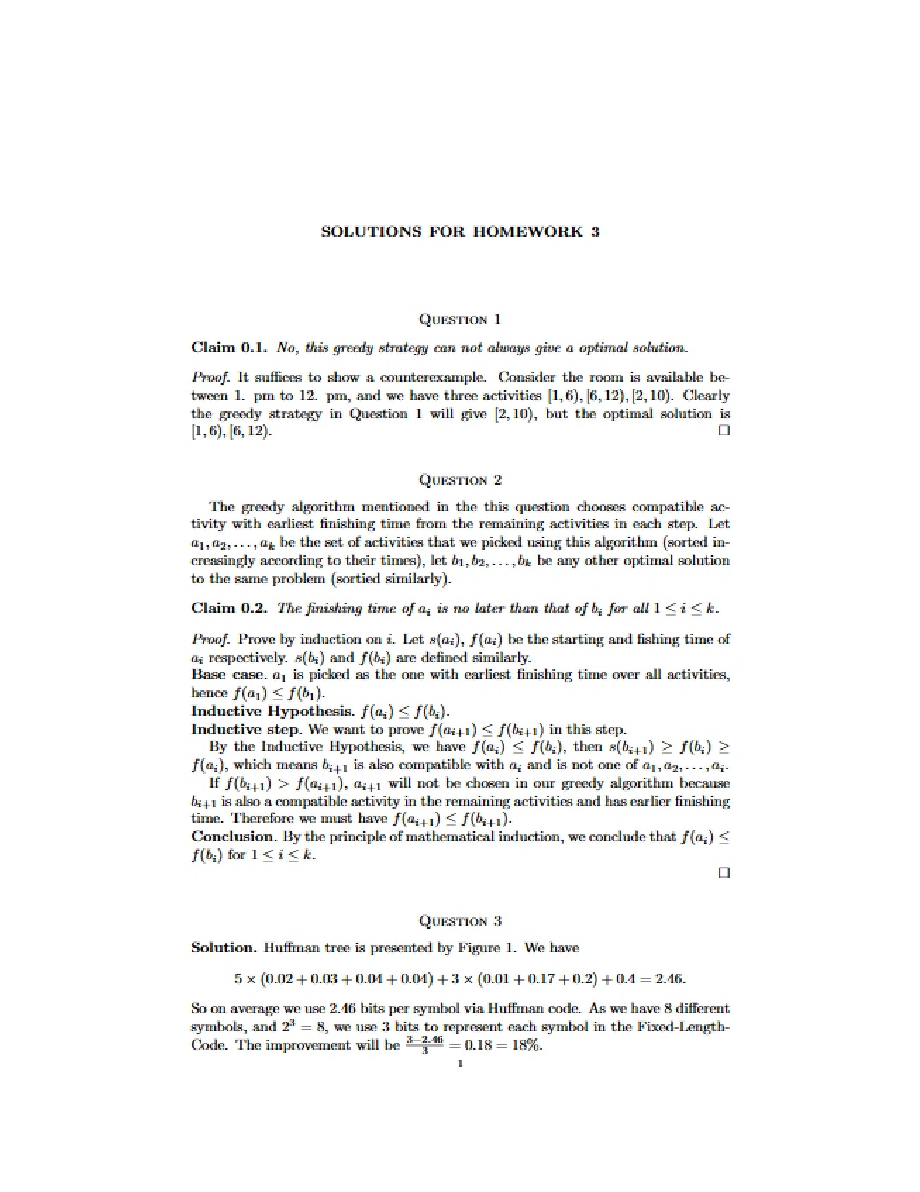 Solution Three for Homework Three