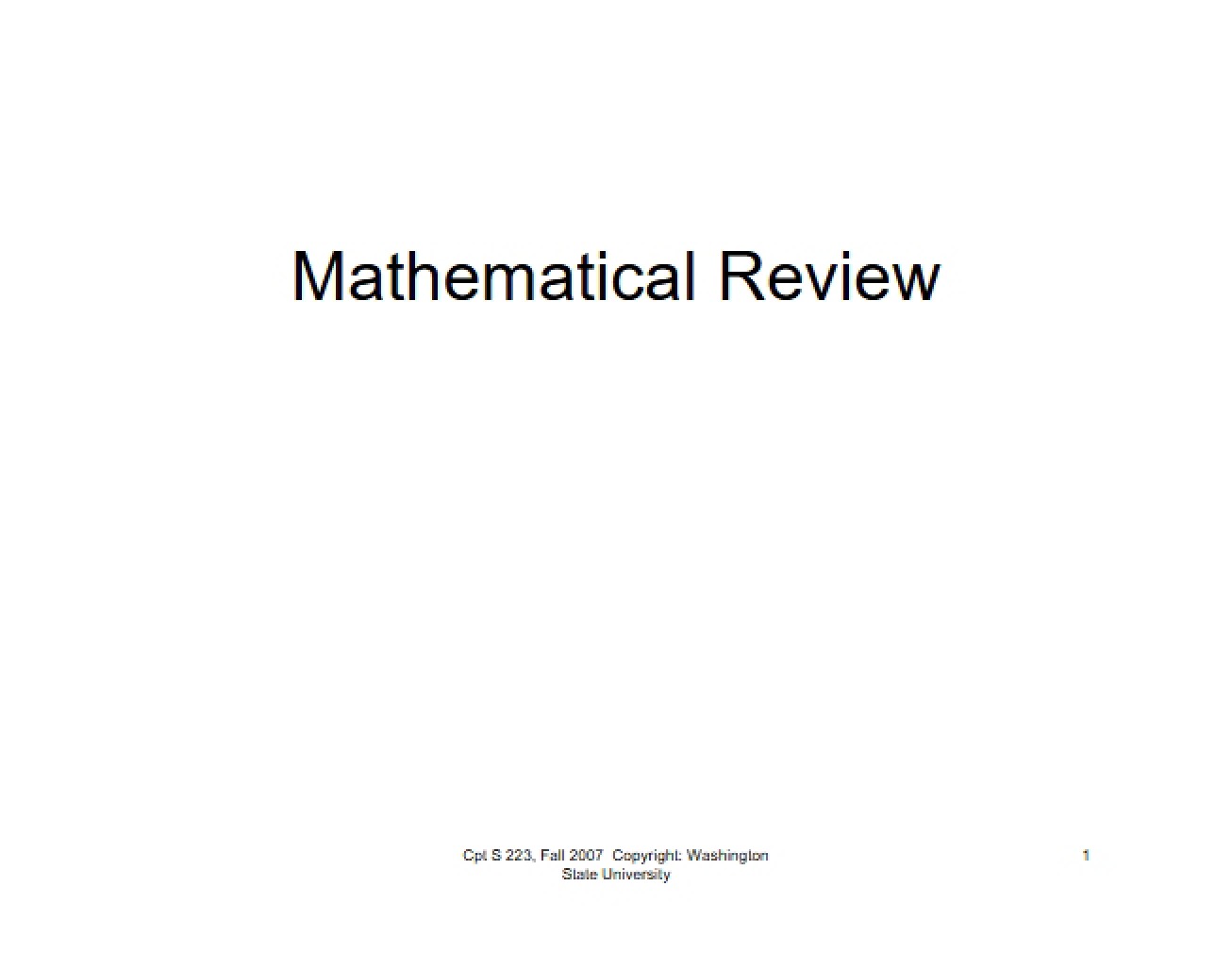 Review of Mathematics