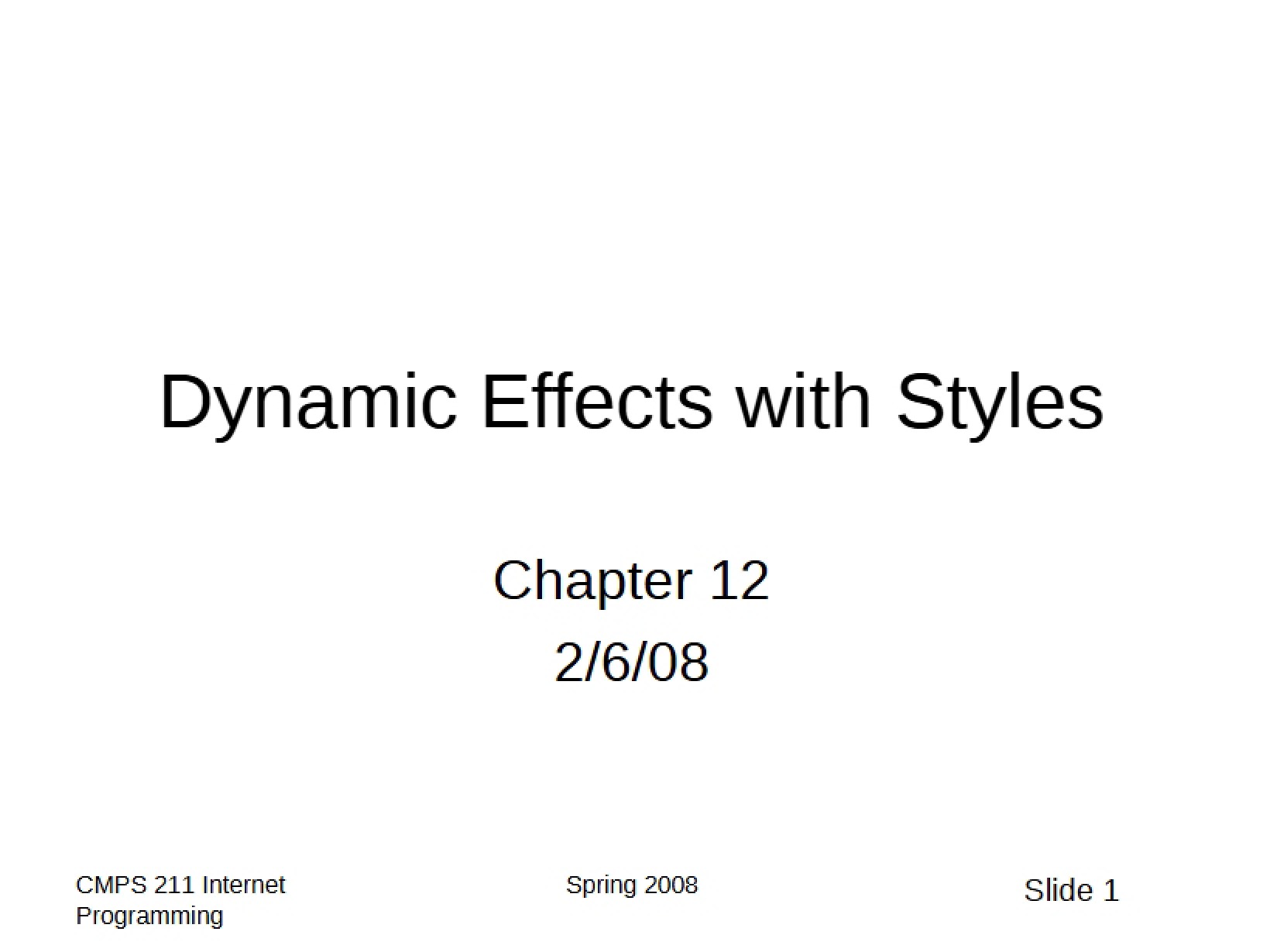 Style-Based Dynamic Effects