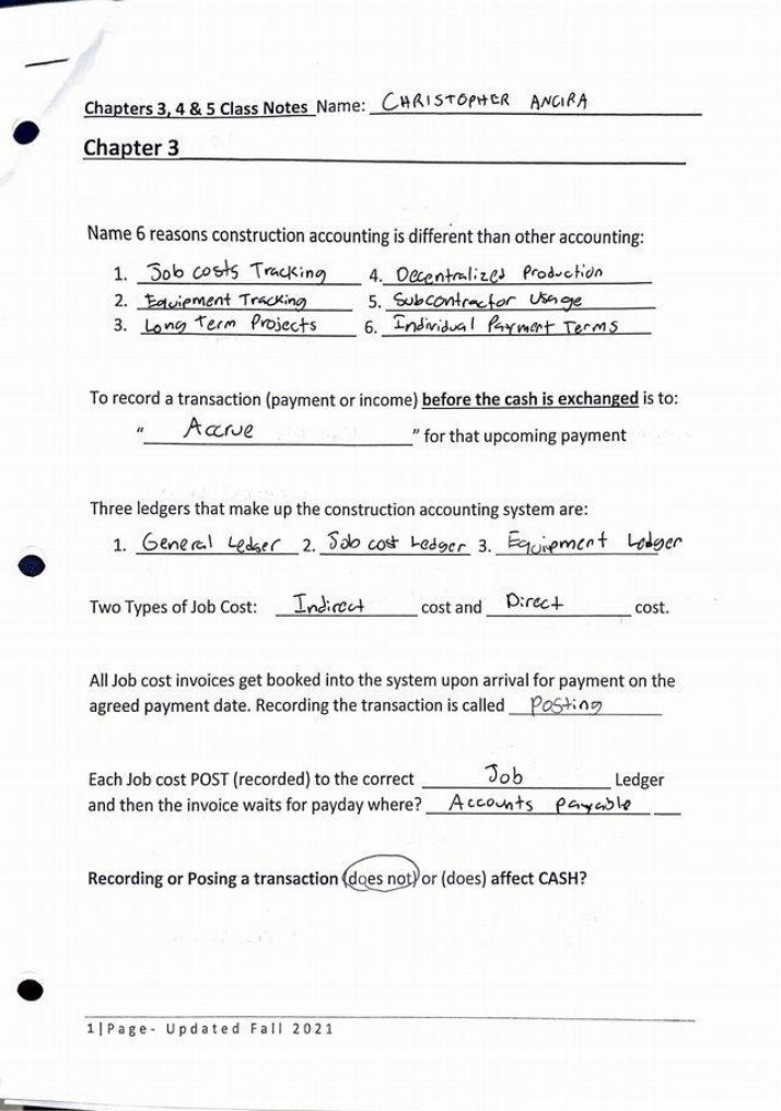 Class Notes - Chapters 3, 4, and 5