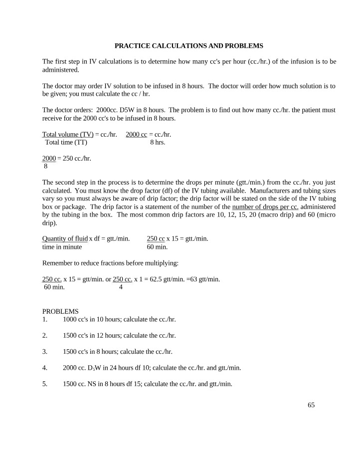 Calculations Practice