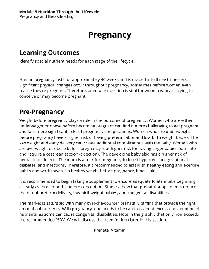 Meeting Nutrient Needs for a Healthy Baby - Pregnancy Nutrition