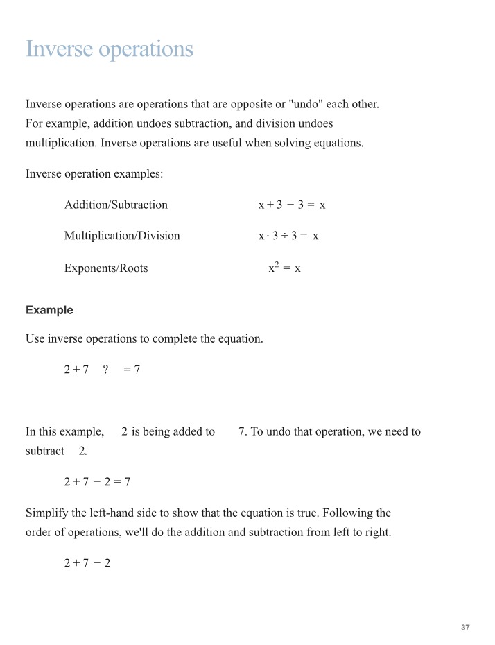 Notes on Inverse Operations