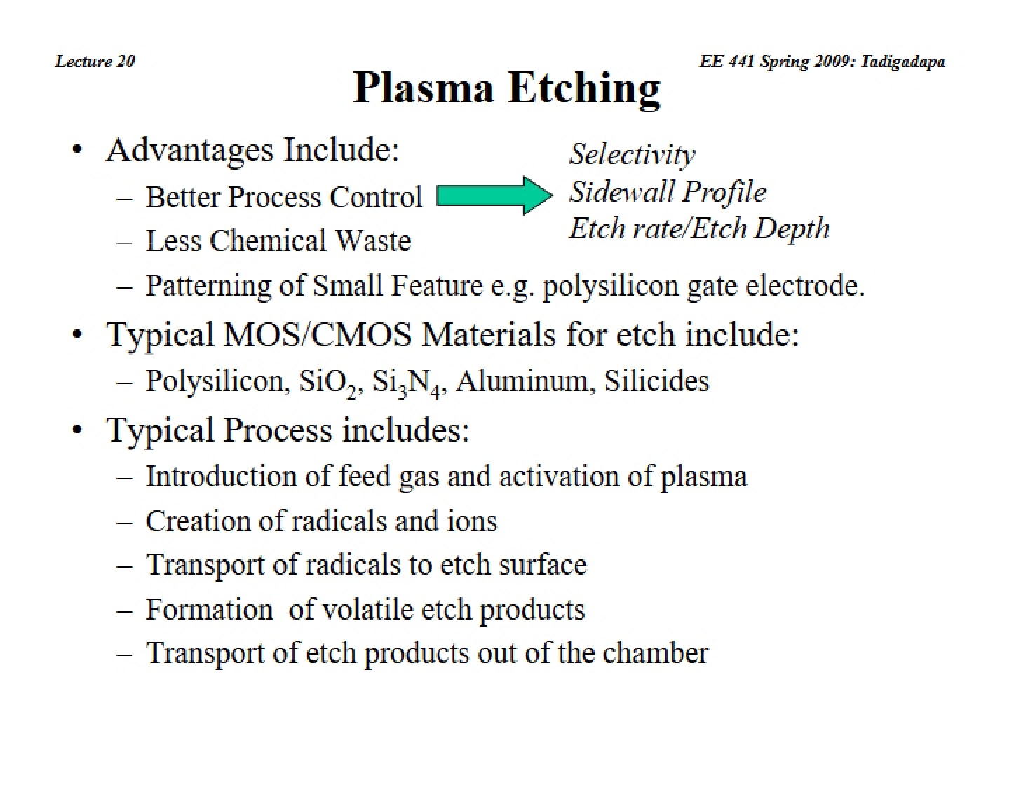 Etching Processes Plasma