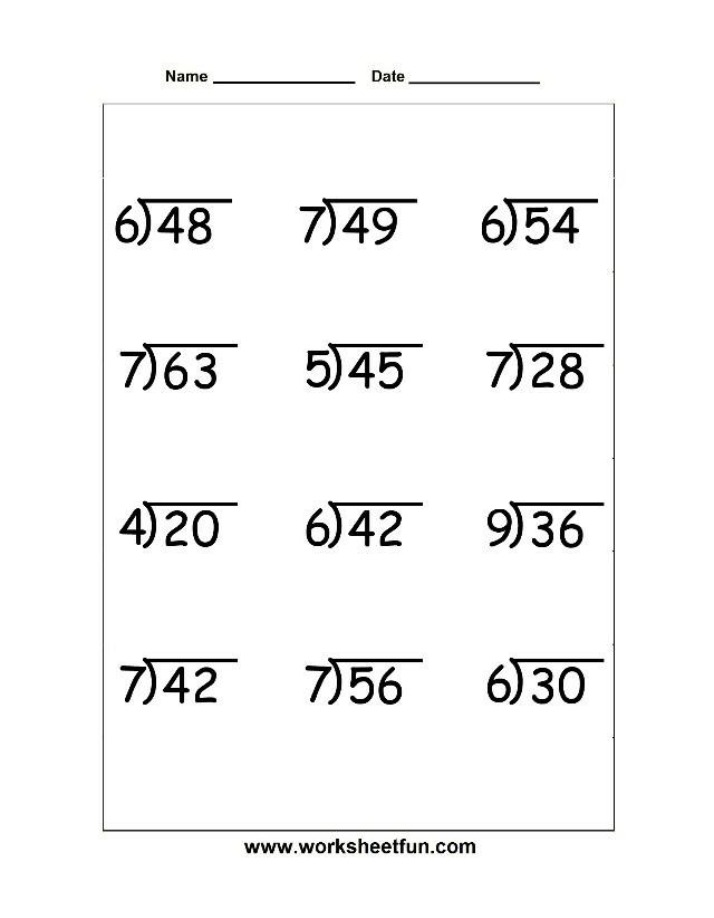 Worksheet 6 - Division Questions