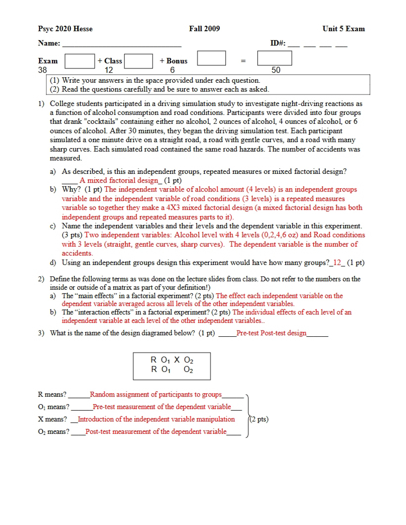Psych Methods Exam