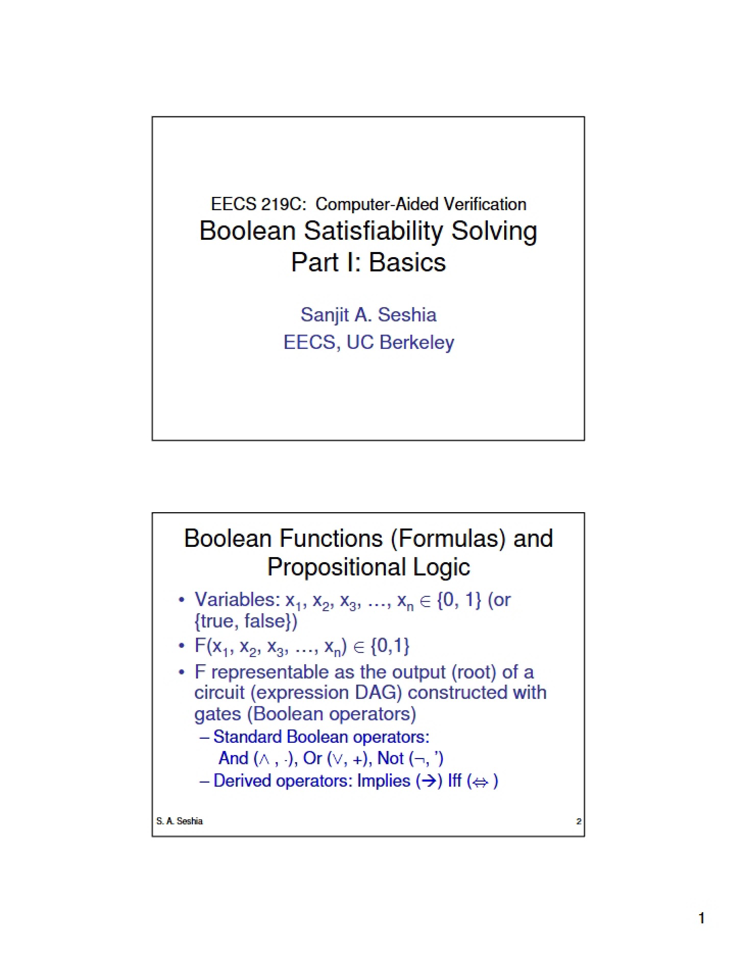 Basics of Boolean Satisfiability Solving (Part I)