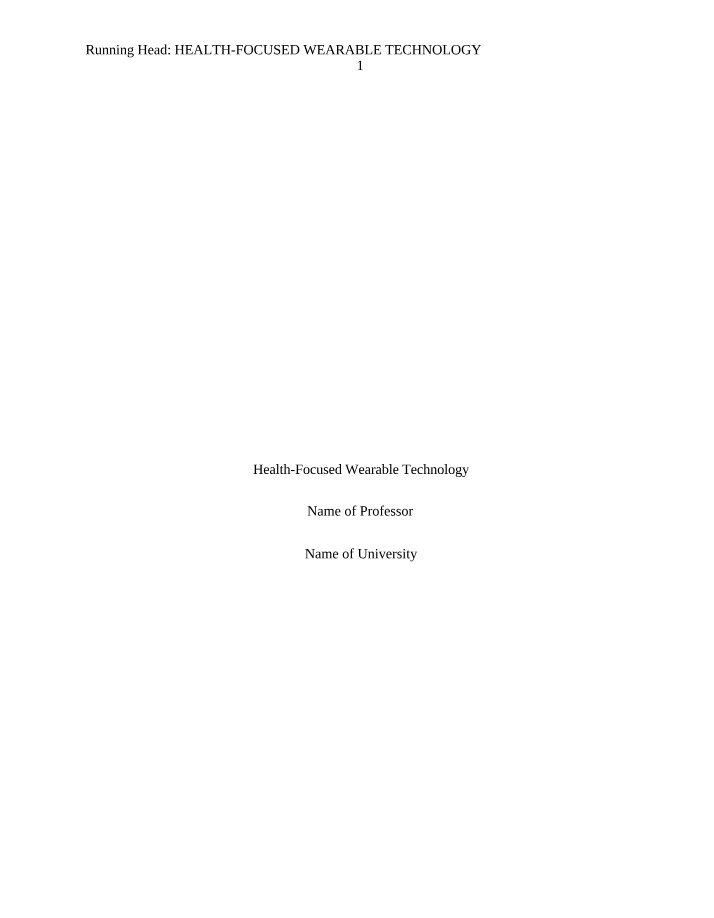 Wearable Health Technology - Impact on Patient Care
