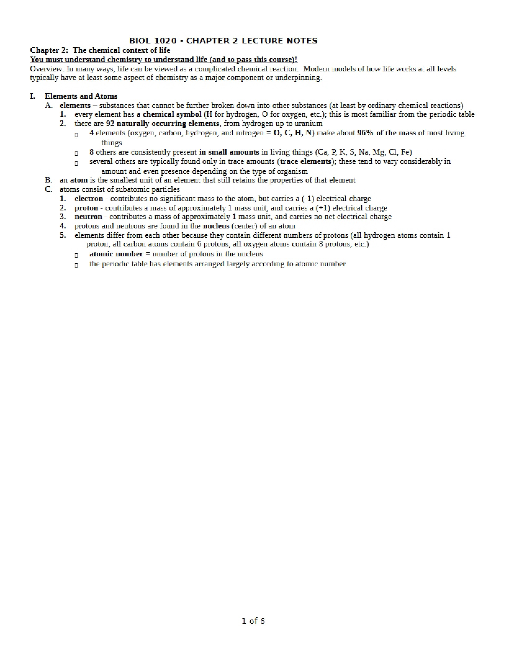 Biology Principles Chapter Two