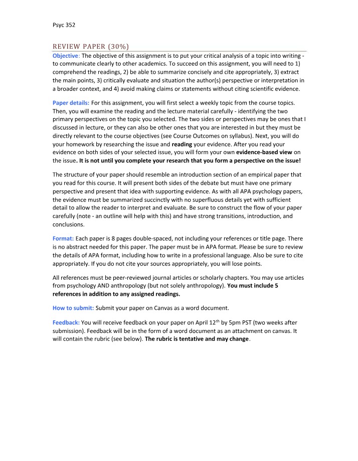 Writing a Critical Analysis of Readings