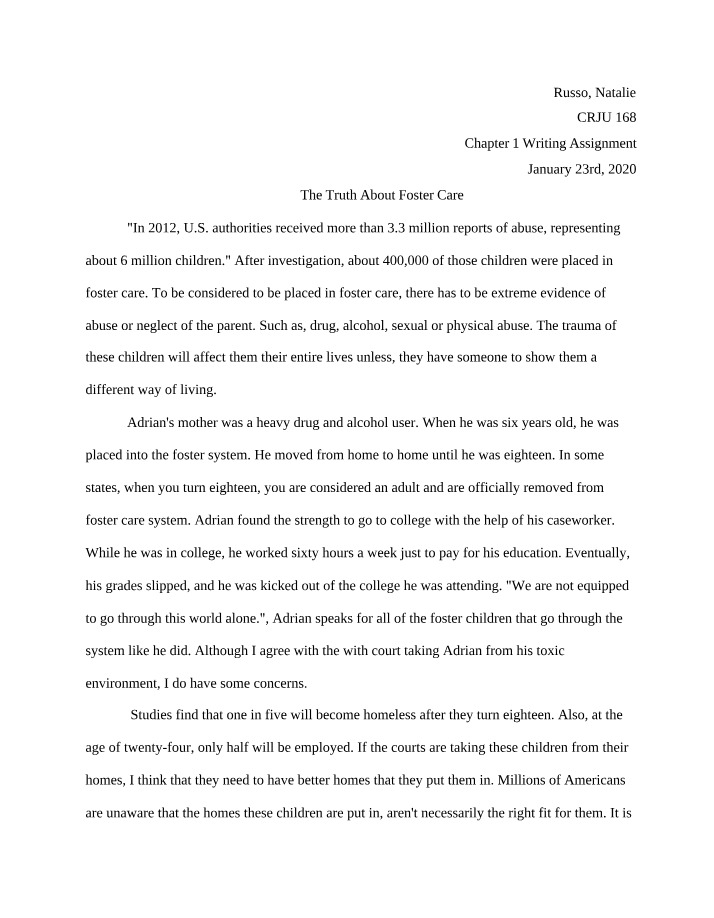 Writing Assignment for Chapter 1