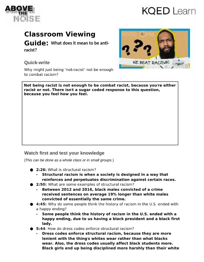 Guide for Classroom Viewing