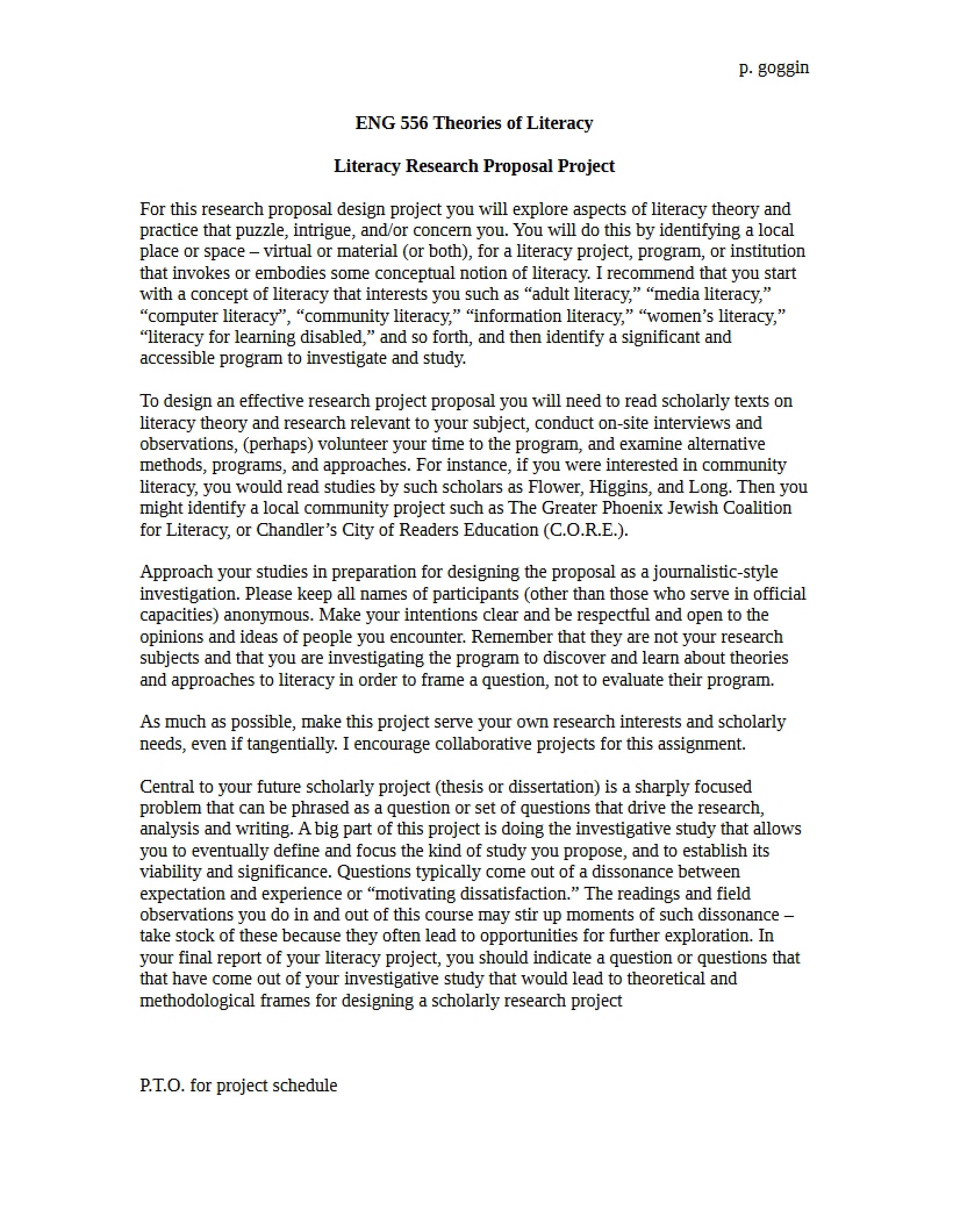 Project Proposal Literacy Research