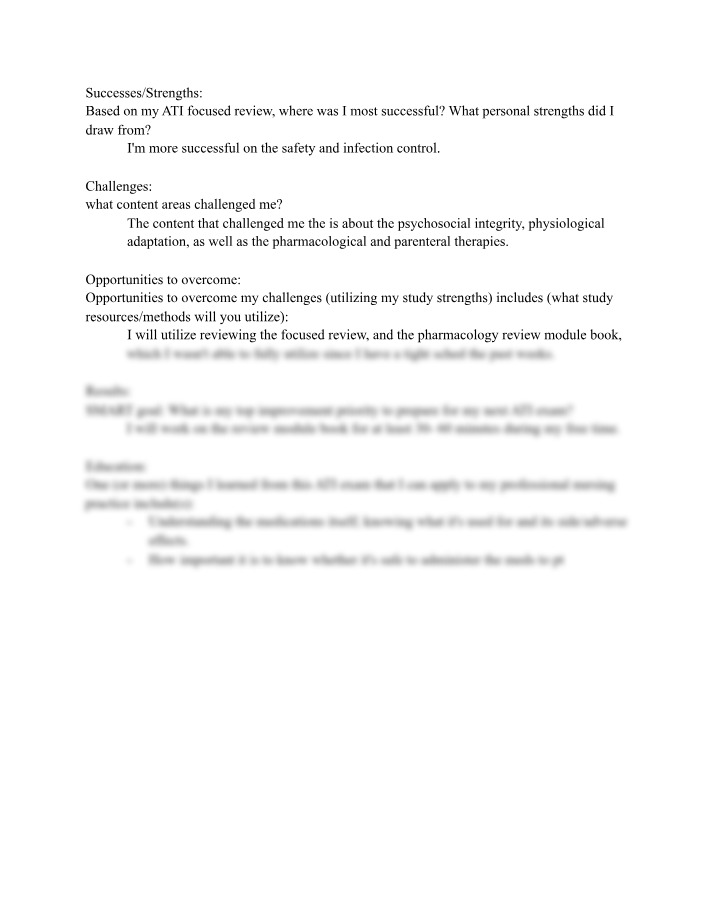 Performance Improvement Plan for ATI Exams