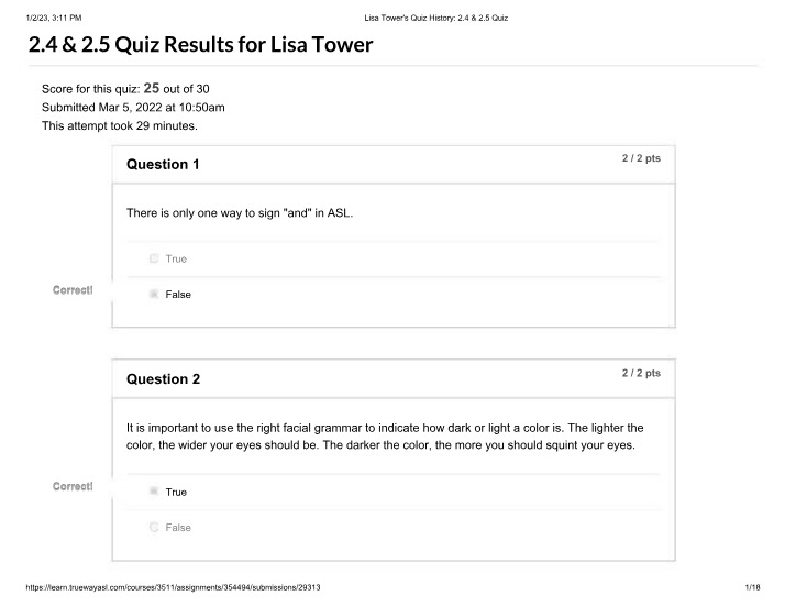 Signing 'And' and Color Indication - ASL Quiz