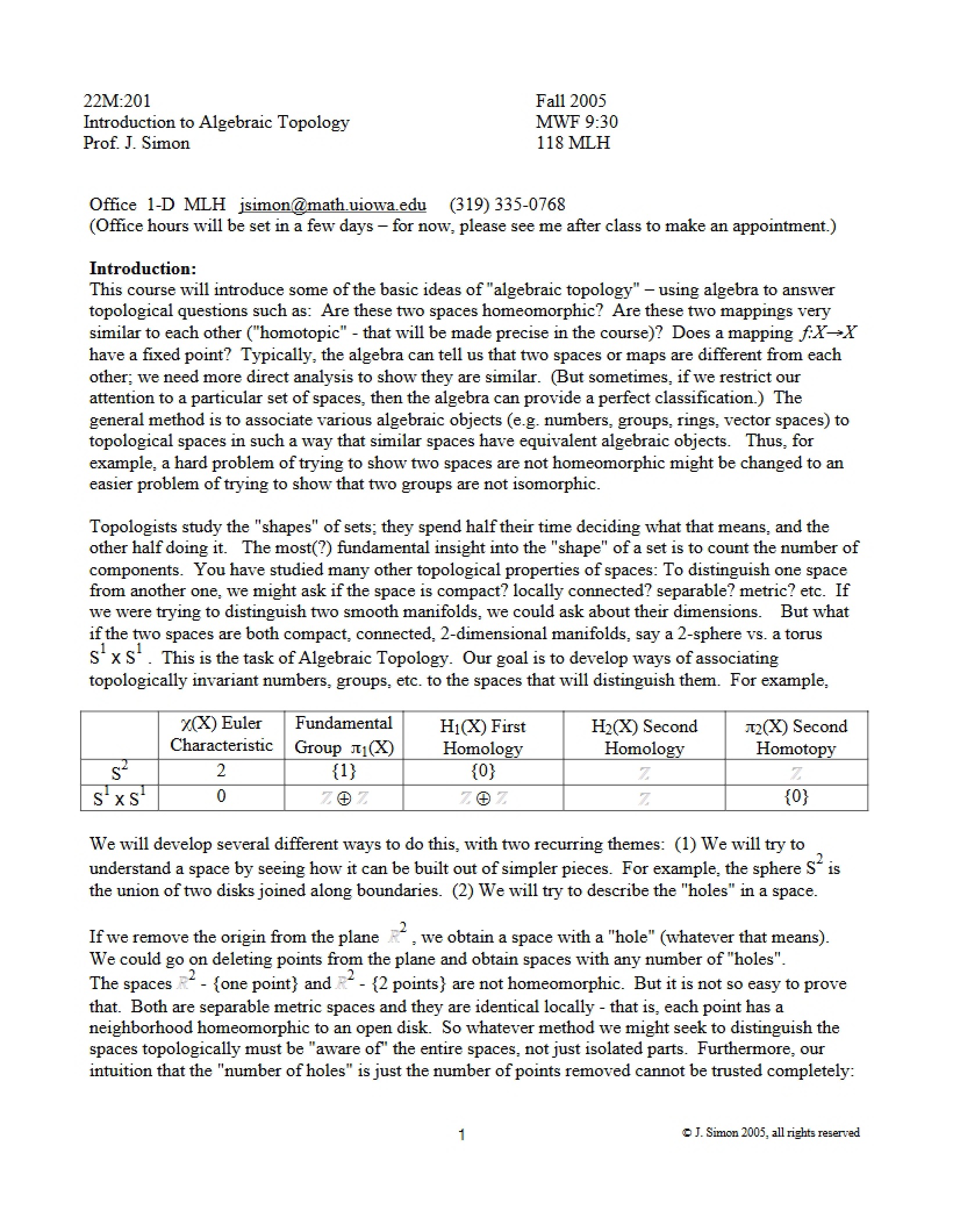 Algebraic Topology Introduction