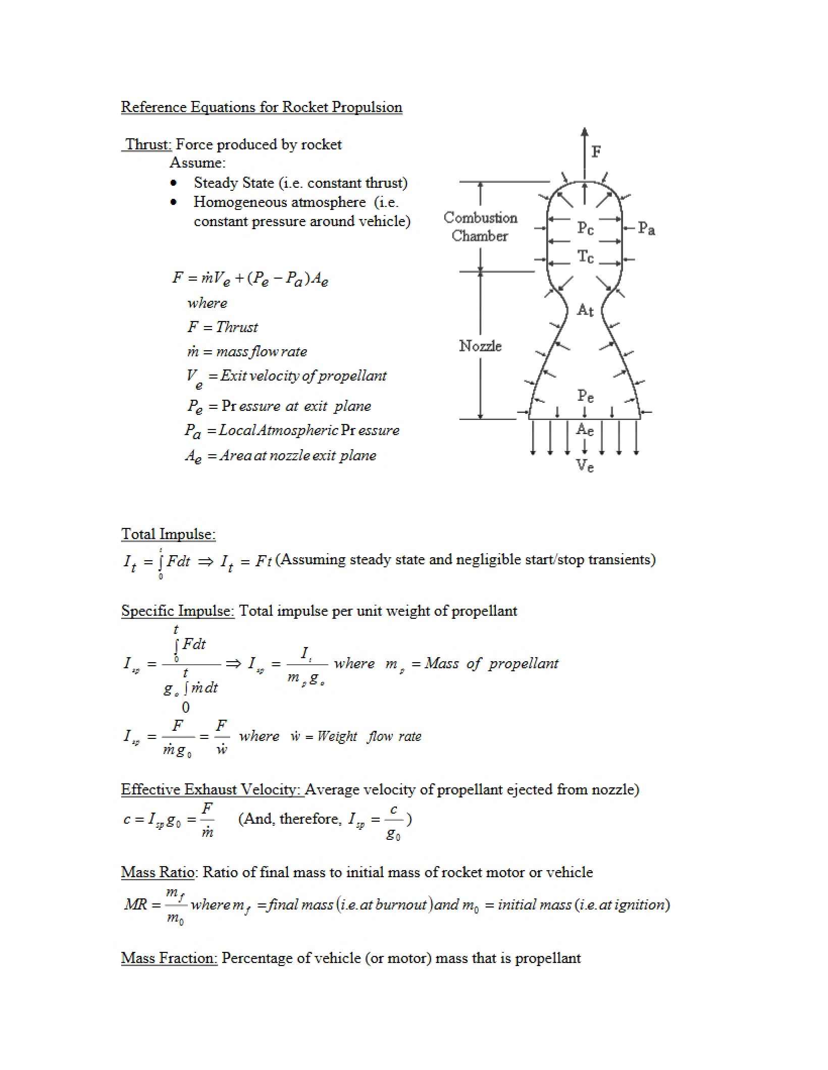 Equations for Rockets