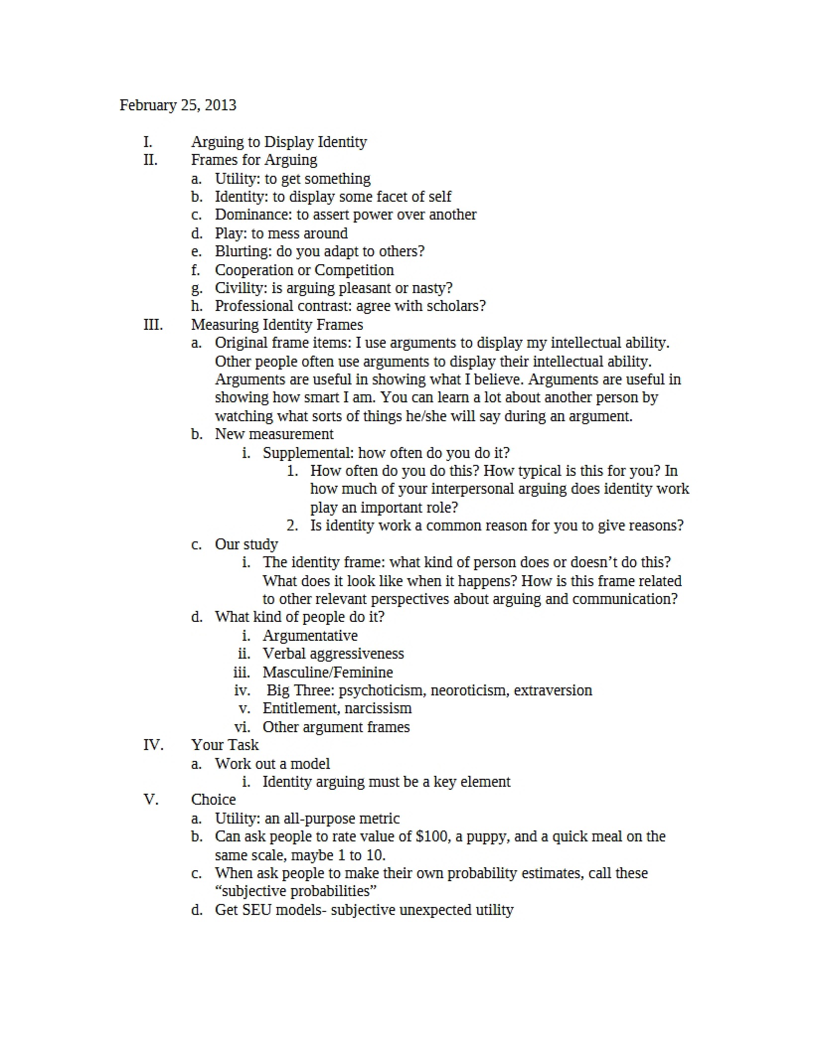 Identity Display via Argument