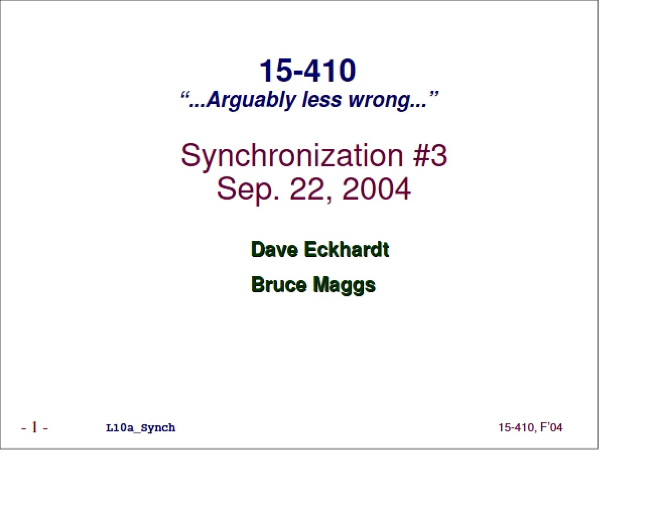OS Design Lecture Thirteen