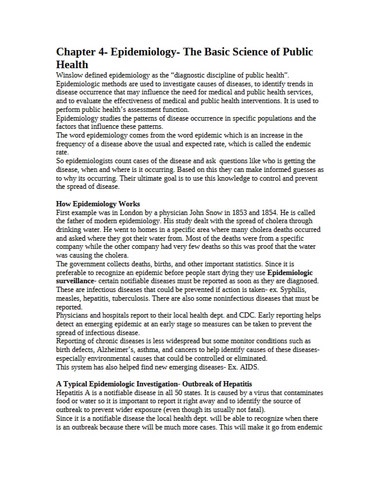 Epidemiology Public Health Basic Science (Chapter 4)